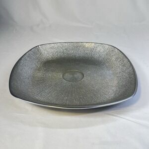 Simply Designz Silver Serving Platter Bodoni 14" Square Enamel Centerpiece Dish